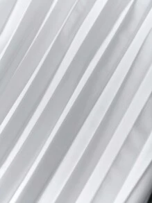 Slaydiva Nuevo vestido largo elegante y lujoso de mujer con hombros asimétricos, volantes en la cintura, plisado y tela blanca