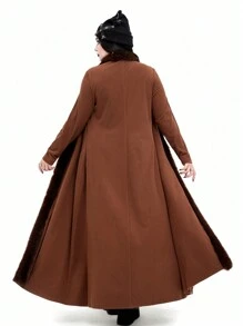 Whyspr Goth Punk Plus Size Gothic Furry Coat, Dark Punk Style