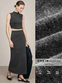 BizChic Women's Casual Elegant Sleeveless Cropped Top 2 Pieces Set, Suitable For Party, Christmas, Autumn/Winter - Grey - View 5