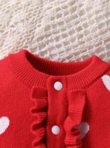 Bộ áo liền quần dệt kim dễ thương, thời trang, tối giản, phối bèo nhún cho bé gái, kiểu dáng hình trái tim. - Nhiều màu - Xem 3