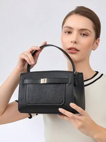 MOTF PREMIUM WOMEN'S BLACK SIMPLE & VERSATILE COMMUTER HANDBAG, ELEGANT BAG, BAG FOR WOMEN ELEGANT, LUXURY, BEST MOTHER'S DAY GIFTS WOMEN, BUSINESS CASUAL WOMAN BAG PERFECT FOR OFFICE BUSINESS AND WORK , MUM GIFTS - Black - View 8