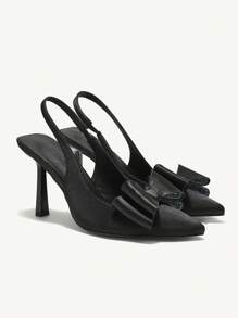 CUCCOO CHICEST Women's Burgundy Butterfly Decor Back Strap High Heel Pumps New Year Holiday Valentines - Black - View 1