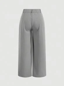 SHEIN MOD Plus Size Casual Solid Straight Leg Pants