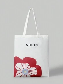 SHEIN Ladies Floral Print Casual Shoulder Handbag , Beach Bag - White - View 3