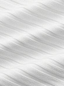 ROMWE 1 件女式纯色拼接细肩带简约背心，休闲日常穿着 - 白色 - 查看 5