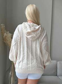 SHEIN SXY Plus Size Women Cozy Casual Warm Loose Textured Knit Cardigan For Autumn/Winter