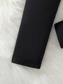 年轻女孩花朵印花假两件裙和紧身裤，可爱百搭轻便裤，适合春秋季节 - 彩色 - 查看 3