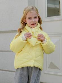 Young Girls Floral Jacket With Yellow Floral Scarf, Dark Pattern Print - Yellow - View 1