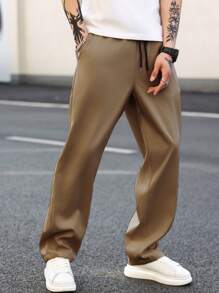 Manfinity Homme 男士抽绳腰口袋直筒宽松休闲卡其裤，秋季