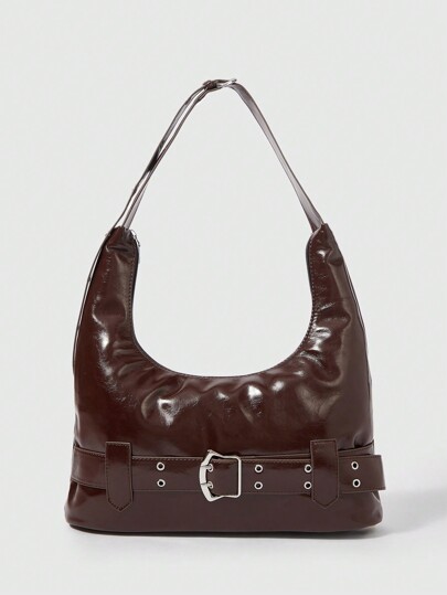 Grunge Punk Bolso de hombro rojo de Angola, bolso grande con capacidad, bolso de mujer con estilo Y2K, punk y de callejera