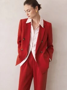 BizChic Women's Elegant Red Christmas Suit Formal Outfit Set, - Red - View 8