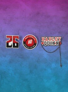 Harley Quinn | ROMWE 3pcs Number & Letter Design Brooch - Black - View 1