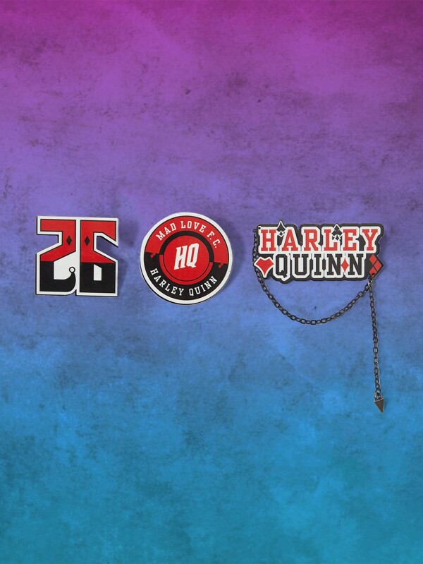 Harley Quinn | ROMWE 3pcs Number & Letter Design Brooch