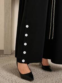 Al Najma Set de 2 piezas de chaqueta y pantalones holgados elegantes con detalle de cinta en manga larga para mujer, para primavera y otoño