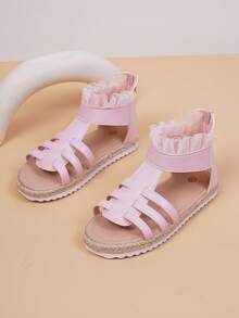 Cute Casual Hollow Out Flat Fashionable Rope Children Sandals For Girls - Pink - View 1