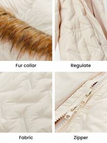 BizChic 女士杏色立领长袖连帽羽毛装饰腰部修身夹克，办公室服装