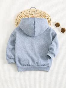 Cozy Pixies Felpa con cappuccio casual e versatile per bambini maschi, con grafica a lettera raglan