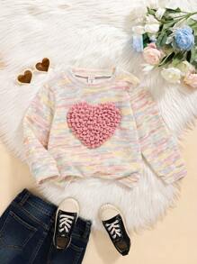 Áo nỉ dệt kim dài tay họa tiết trái tim và chấm bi dễ thương cho bé gái - Nhiều màu - Xem 7