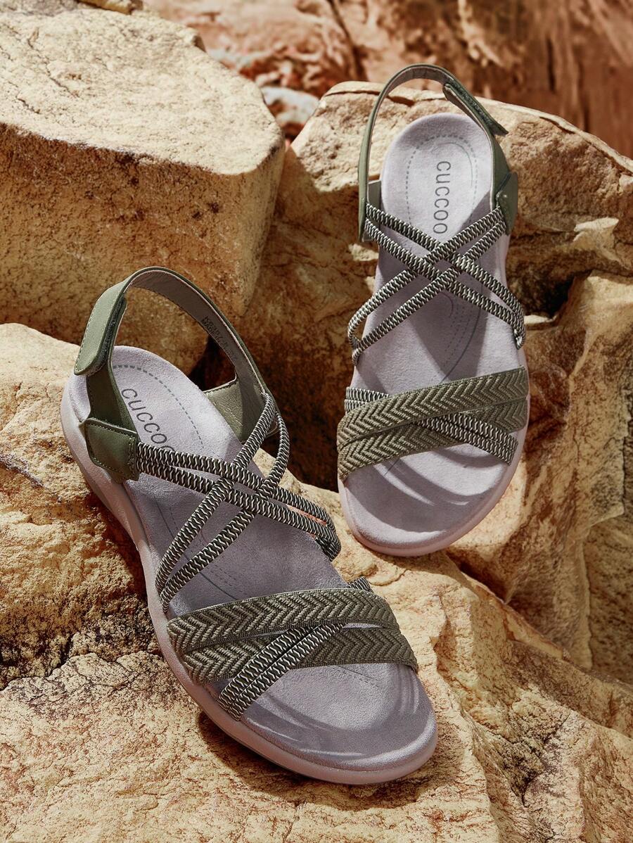 CUCCOO OUTDOORSY Women Elastic Hook And Loop Flat Sandals SHEIN EUR