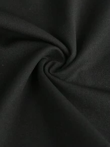SHEIN Girlism Tween 女童纯黑色运动街头时尚针织纯色喇叭紧身裤 3 件套，日常穿着 - 黑色 - 查看 6