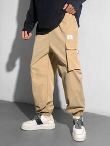 SHEIN 3 件套青少年男童休闲工装裤，带口袋，包括黑色、卡其色和军绿色，适合秋季、冬季、保暖、大学、家居、日常穿着、运动、生日派对、郊游、基本款和百搭款、简约而毛绒 - 彩色 - 查看 8