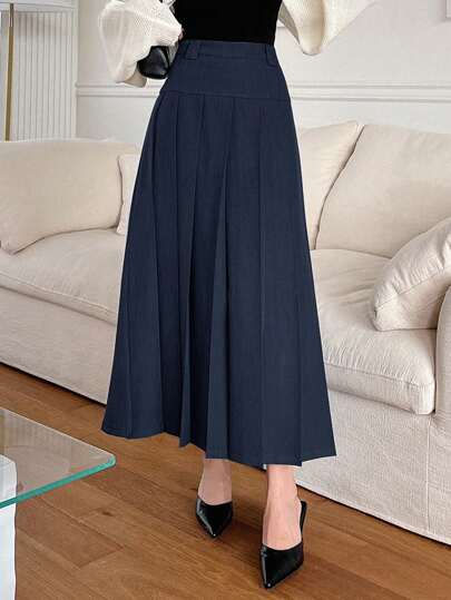 Dazy Star Women Solid Color Zip-Up Casual Versatile Skirt