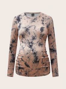 SHEIN 3 pièces/Set Top de maternité décontracté à col rond manches longues, ensemble de t-shirts moulants de grossesse - Multicolore - Voir 14