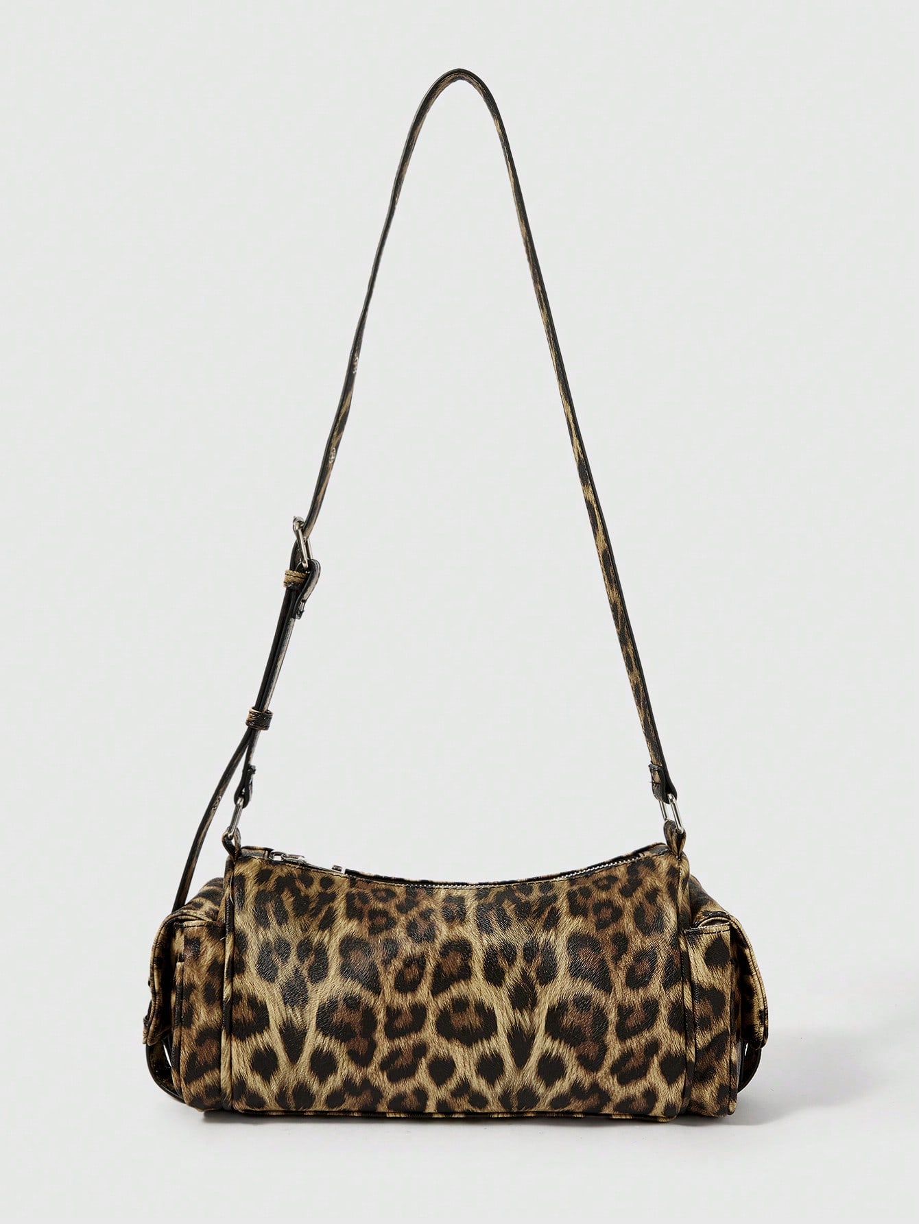 バッグ glad news leopard Boston bag y2k HOXIS Leopard 90s Women Shoulder Bag Glossy Vegan Leather