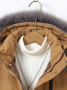 SHEIN Kids Mid-Length Down Jacket, 2024 New Arrivals, Boys/Girls, Toddlers, Thickened Work Wear Down Coat