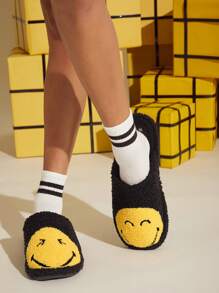 SmileyWorld® | SHEIN Plush Slip-On Slippers For Women