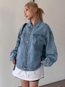 DAZY Chaqueta vaquera de estilo casual y urbano para mujer, ropa de otoño