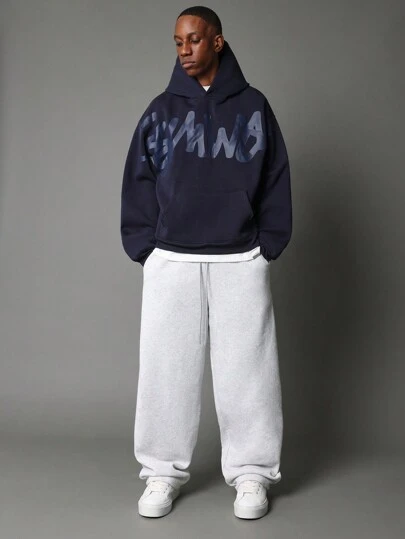 SUMWON هوديبوف مطبوع بطبعة الغرافيتي مقاس كبير مع جيب كنغر أسلوب الشارع الشبابي الرياضي الحضري للشتاء بأسلوب كاجوال