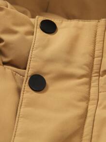 SHEIN Kids Mid-Length Down Jacket, 2024 New Arrivals, Boys/Girls, Toddlers, Thickened Work Wear Down Coat