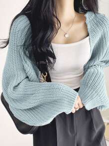 DAZY 女士纯色长袖休闲上衣，日常穿着 - 淺藍色 - 查看 4