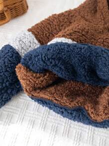 Cozy Pixies Baby Boy Color Block Hoodie Pullover Sweatshirt, Casual All-Match Design - Coffee Brown - View 6