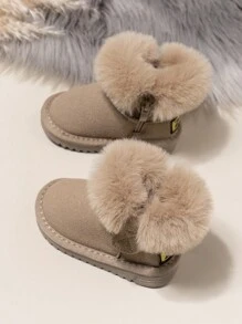 Plush Lined Compact & Stylish Winter Anti-Slip Indoor/Outdoor Warm Boots For Infants - Khaki - View 2