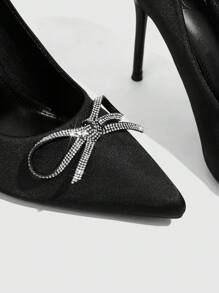 CUCCOO SZL 时尚黑色性感迷人水晶蝴蝶结女士高跟鞋适合婚礼、派对、约会、典礼、活动、节日 - 黑色 - 查看 9