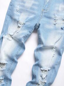 Manfinity LEGND Quần Jeans Nam Túi Nút Phía Trước Kiểu Dáng Thường Ngày, Mặc Hàng Ngày - Rửa nhẹ - Xem 3