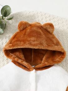 SHEIN Baby Boys Cute Hooded Thermal Lined Bodysuit