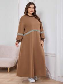 Lacomfia Robe à capuche décontractée de grande taille avec bloc de couleurs