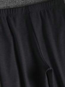 SHEIN BASICS بلوزة نسائية ذات أكمام متسعة محبوكة ذات لون أحادي الشكل - رمادي غامق - مشاهدة 9