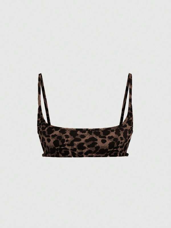 EgrlEra Camolă crop cu imprimeu leopard pentru femei