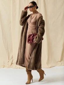 COSMINA Rochie Ocazională De Lungime Mijloc De Toamnă De Femei Elegantă Plisată