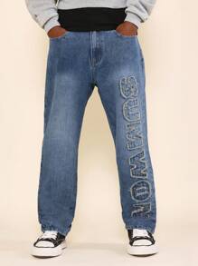 SUMWON Straight Fit Jean With Applique - Blue - View 4