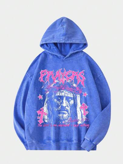 Street Life Felpa con cappuccio ampia e casual da uomo, con stampa di lettere e grafiche, manica lunga, adatta per l'autunno