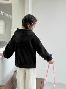 Young Girl Winter Casual 3D Cherry Decor Fleece Hooded Sweatshirt