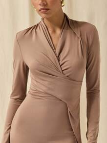 COSMINA Rochie Ocazională De Lungime Mijloc De Toamnă De Femei Elegantă Plisată