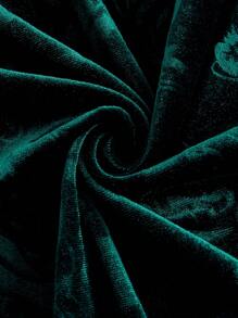 SHEIN MOD Women Vintage Embossed Velvet Long Dress, Suitable For Early Autumn - Dark Green - View 4