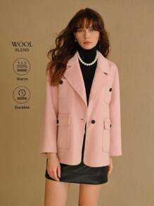 MOTF STUDIO 羊毛翻领贴袋大衣