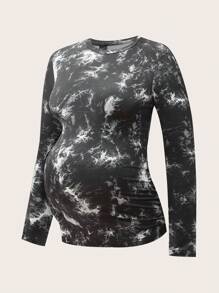 SHEIN 3 pièces/Set Top de maternité décontracté à col rond manches longues, ensemble de t-shirts moulants de grossesse - Multicolore - Voir 8